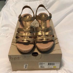 Born boc bronze cork wedge sandals sz 9 new